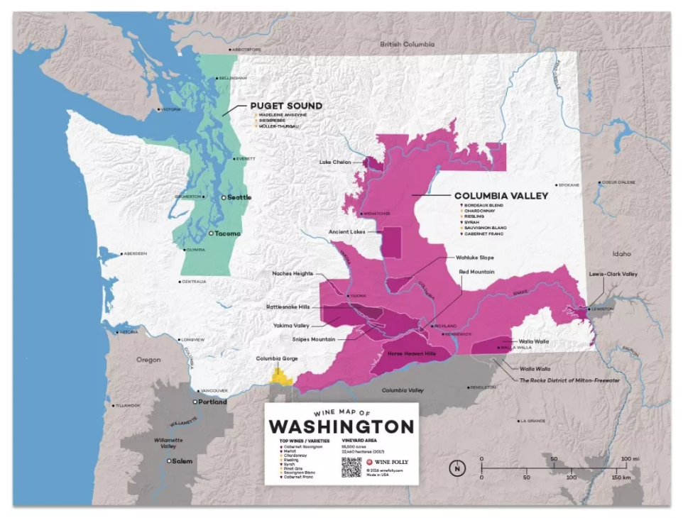 俄勒冈州产区地图-wine map of oregon