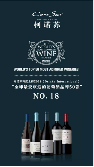 第18名！柯诺苏入选2018年全球最受欢迎葡萄酒品牌TOP 50