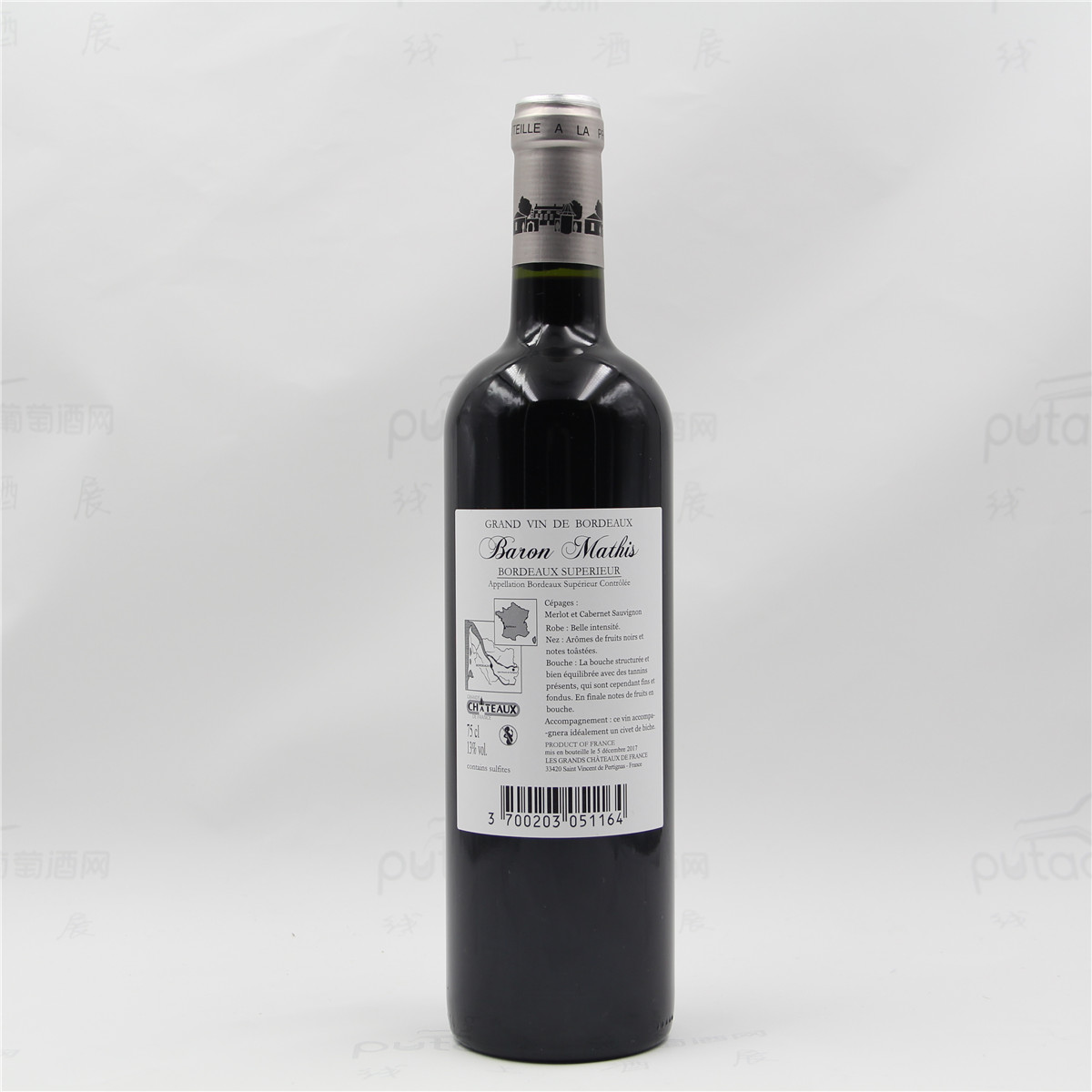 法国波尔多诺让酒庄赤霞珠梅洛AOC干红葡萄酒