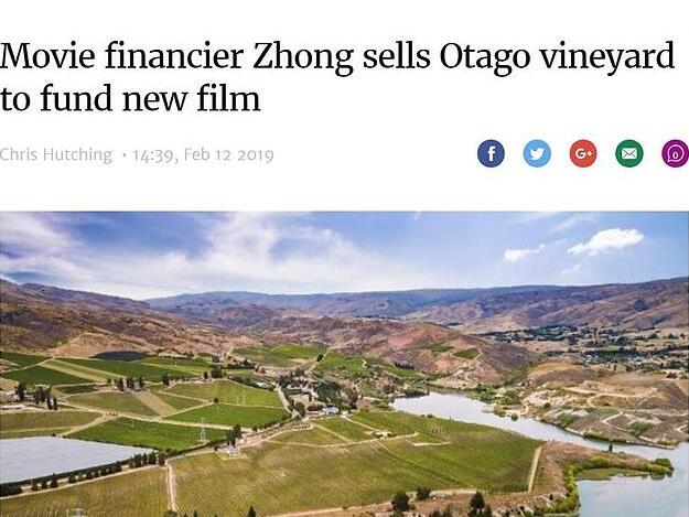 新西兰华人投资者卖掉葡萄园，为电影筹集资金
