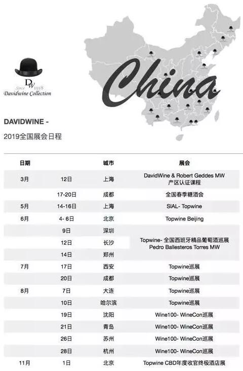 DAVIDWINE | 2019全年官方日程，暨5月14-16日Sial China中食展预告