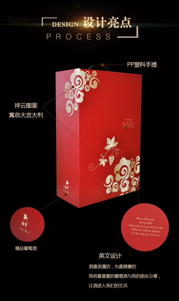 中国红双支酒盒