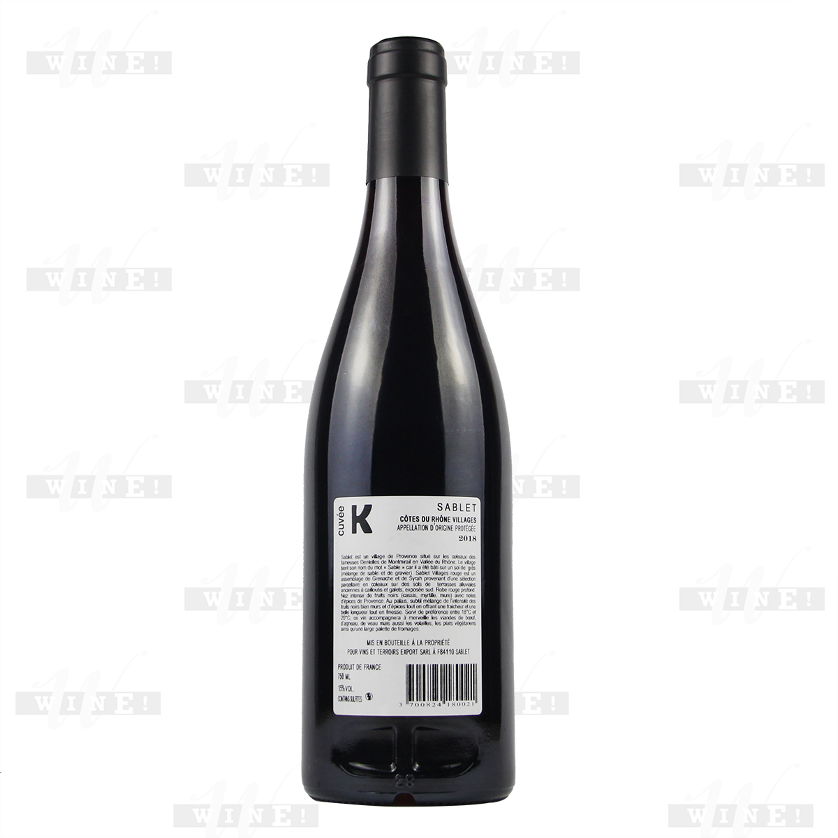 法國普羅旺斯CUVEE K酒莊歌海娜西拉沙布雷佳釀卡AOC干紅葡萄酒