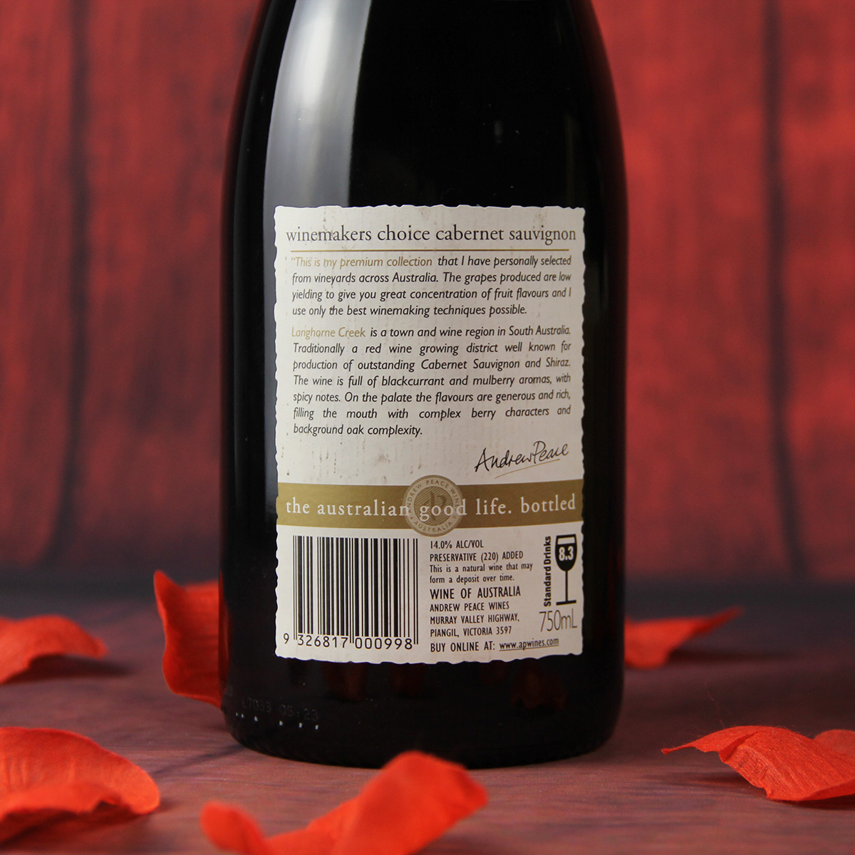 澳大利亚南澳安德鲁皮士酒庄酿酒师的选择赤霞珠浪虹小溪干红葡萄酒红酒
