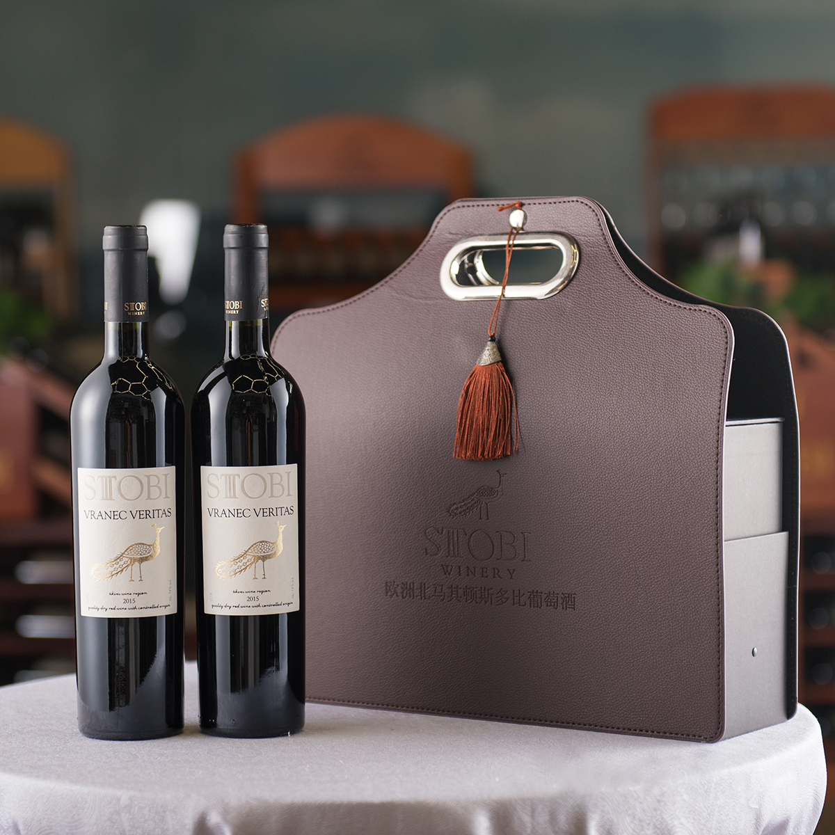 STOBI紅酒盒雙支葡萄酒包裝禮盒手提皮質酒盒酒袋高端紅酒禮盒酒