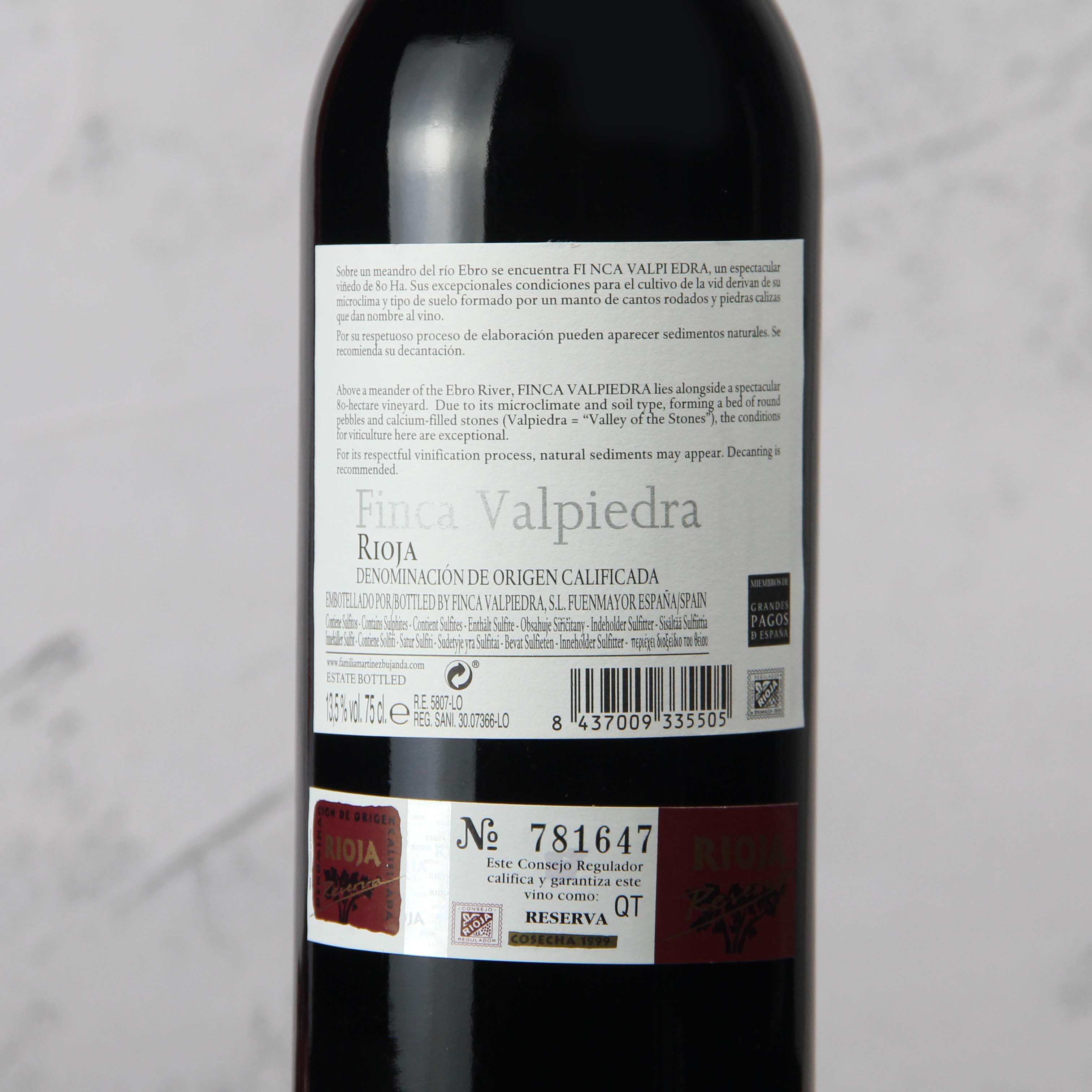 西班牙里奥哈河石谷庄园珍藏干红葡萄酒1999