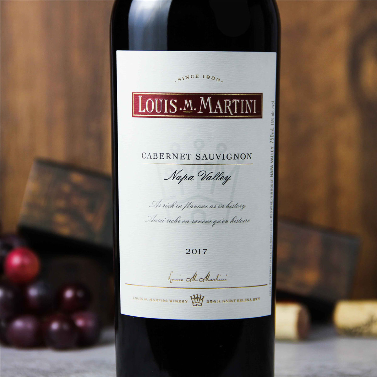 美国路易·马天尼纳帕谷赤霞珠红葡萄酒