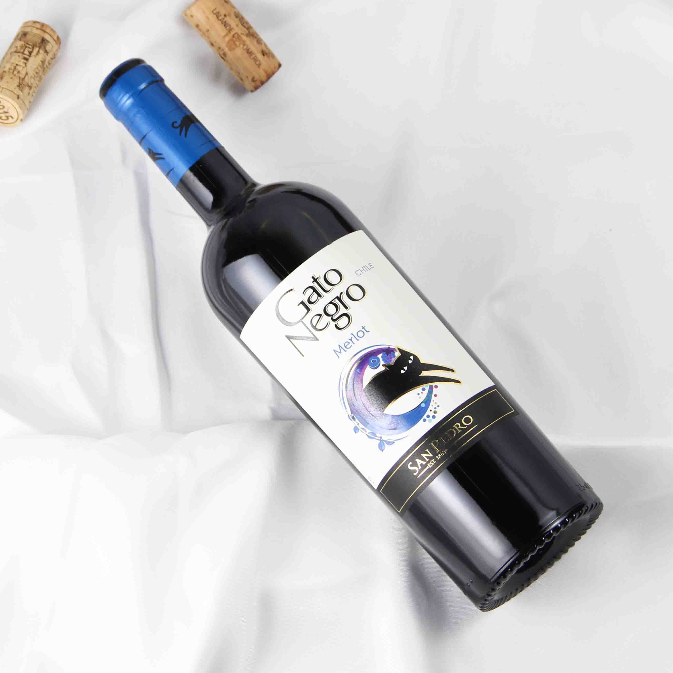 智利中央山谷黑猫梅洛红葡萄酒红酒